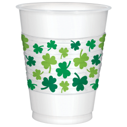 Amscan 420142 St. Patricks Day Plastic Cups, 16 Oz, Green, 25 Cups Per Pack, Set Of 3 Packs