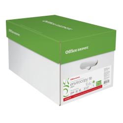 Office Depot EnviroCopy Copy Paper, White, Ledger (11in x 17in), 2500 Sheets Per Case, 20 Lb, 30% Recycled, FSC Certified, Case Of 5 Reams