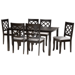 Baxton Studio Verner 7-Piece Dining Set, Gray/Dark Brown