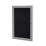 Ghent 1 Door Enclosed Recycled Rubber Bulletin Board, Satin Aluminum Frame, 36inH x 30inW, Black