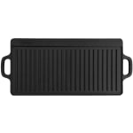 Oster Castaway Pre-Seasoned Cast Iron Reversible Griddle, 18in x 9in, Black