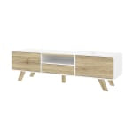 Bestar Alhena TV Stand For 50in TVs, 17-13/16inH x 63inW x 15-13/16inD, UV White/Sandy Brown Oak