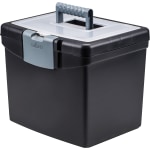 Storex Portable Storage Box - External Dimensions: 14.9in Length x 11in Width x 12.1inHeight - Media Size Supported: Letter - Snap-tight Closure - Plastic - Black - For File - Recycled - 1 / Carton