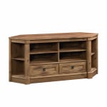 Sauder Palladia Corner Entertainment Credenza For 60in TVs, 27-3/8inH x 61-1/8inW x 18-1/2inD, Vintage Oak