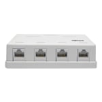 Eaton Tripp Lite Series Pre-Configured Unshielded Cat6 4-Port Surface-Mount Box, 110 IDC, RJ45, White - Surface mount box - RJ-45 X 4 - white