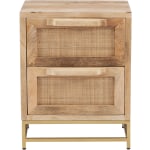 Powell Braden 23inH Rattan Cabinet With 2 Drawers, Natural/Gold