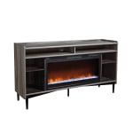 Sauder Harvey Park Entertainment Credenza With Fireplace, Jet Acacia