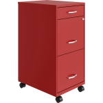 NuSparc 18inD Vertical 3-Drawer Mobile File Cabinet, Red , 1 Each