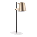 Lumisource Metric Industrial Table Lamp, Adjustable Height, Antique Brass Shade/White And Black Base