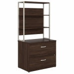 Bush Business Furniture Hybrid 35-11/16inW x 23-3/8inD Lateral 2-Drawer File Cabinet With Shelves, Black Walnut, Standard Delivery