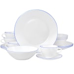 Gibson Elite Oster Juego De Vajilia 16-Piece Opal Glass Dinnerware Set, White