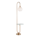 LumiSource Trombone Floor Lamp, 70-1/2inH, White Shade/Gold Base