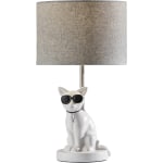 Adesso Simplee Sunny Cat Table Lamp, 18inH, Light Gray Shade/White Base