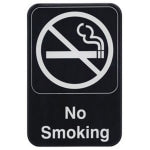 Winco No Smoking Sign, 9in x 6in, Black/White