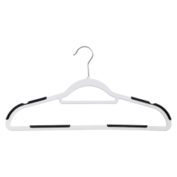 Honey-Can-Do Rubber Grip No-Slip Plastic Hangers, 9-1/2in x 17-3/4in, White/Black, Pack Of 50 Hangers