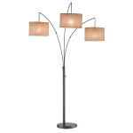 Adesso Trinity Arc Floor Lamp, 74inH, Beige Burlap Shade/Antique Bronze Base