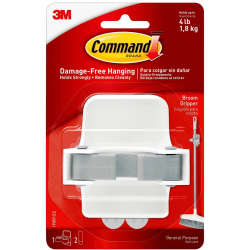 Command Broom Grippers - 4 lb (1.81 kg) Capacity - for Broom - Plastic - White, Clear - 6 / Bag