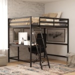 Flash Furniture Riley Loft Bed Frame With Desk, Full, 57-1/2inL x 78-3/4inW x 57-1/2inD, Espresso