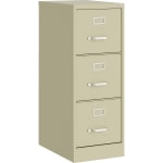 Lorell Fortress Series 22in Commercial-Grade Vertical File Cabinet - 15in x 22in x 40.2in - 3 x Drawer(s) for File - Letter - Vertical - Ball-bearing Suspension, Removable Lock, Pull Handle, Wire Management - Putty - Steel - Recycled