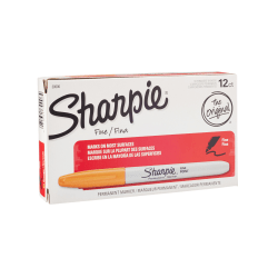 Sharpie Fine Point Permanent Marker - Fine Marker Point - 1 mm Marker Point Size - Orange - 12 / Box