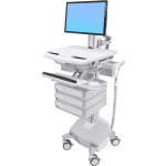 Ergotron StyleView Cart with LCD Pivot, LiFe Powered, 3 Drawers - medical - aluminum, zinc-plated steel, high-grade plastic - screen size: up to 24in - 40 Ah - lithium