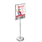 Azar Displays Metal Vertical 2-Sided Slide-In Floor Stand, 43-1/2inH x 15inW x 15inD, Clear