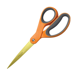 Fiskars Softgrip Titanium Scissors, 8in, Pointed, Black/Orange