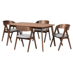 Baxton Studio Danton 5-Piece Dining Set, Gray/Walnut Brown