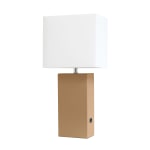 Lalia Home Lexington Table Lamp With USB Charging Port, 21inH, White/Beige