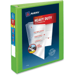 Avery Heavy-Duty View 3-Ring Binder With Locking One-Touch EZD Rings, 1 1/2in D-Rings, 41% Recycled, Chartreuse