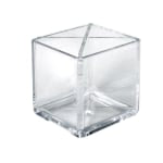 Azar Displays Cube Pencil Holders With Divider, 4inH x 4inW x 4inD, Clear, Pack Of 2 Holders