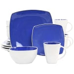 Gibson Elite Soho Lounge 16-Piece Stoneware Dinnerware Set, Cobalt