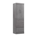 Bestar Nebula 25inW Wardrobe With 3 Drawers, Bark Gray