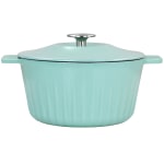 Martha Stewart Enameled Cast Iron Embossed Dutch Oven, 3 Qt, Turquoise