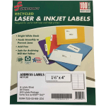 SKILCRAFT Recycled Address Labels - 1 21/64in Width x 4in Length - Permanent Adhesive - Rectangle - Laser, Inkjet - White - Fiber - 14 / Sheet - 100 Total Sheets - 1400 / Pack