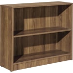 Lorell 30inH 2-Shelf Bookcase, Walnut