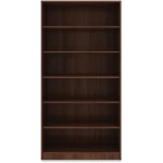 Lorell Essentials 72inH 6-Shelf Bookcase, Walnut