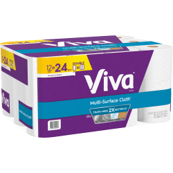 Viva Multi-Surface 2-Ply Cloth Towel Rolls, 11in x 5-15/16in, White, 110 Sheets Per Roll, Pack Of 12 Rolls