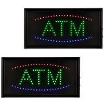 Alpine LED Rectangular Signs, 10in x 19in x 1in, ATM, 12W, Pack Of 2 Signs