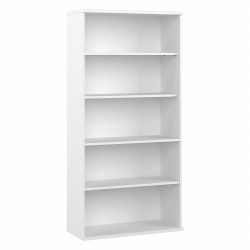 Bush Business Furniture Hybrid 73inH 5-Shelf Bookcase, White, Standard Delivery