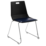 National Public Seating LuvraFlex Polypropylene Stacking Chairs, Black/Blue Padded/Chrome, Pack Of 4 Chairs