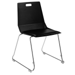 National Public Seating LuvraFlex Polypropylene Stacking Chairs, Black Padded/Chrome, Pack Of 4 Chairs