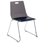 National Public Seating LuvraFlex Polypropylene Stacking Chairs, Charcoal/Blue Padded/Chrome, Pack Of 4 Chairs