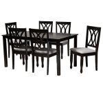 Baxton Studio Reneau Dining Set, 29-3/16inH x 59-1/16inW x 35-1/16inD, Gray/Espresso