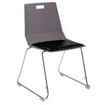 National Public Seating LuvraFlex Polypropylene Stacking Chairs, Charcoal/Black Padded/Chrome, Pack Of 4 Chairs