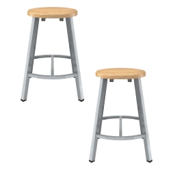 National Public Seating Titan Stools, 18inH, Wood/Gray, Pack Of 2 Stools