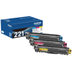 Brother TN-221 Cyan, Magenta, Yellow Toner Cartridges, Pack Of 3, TN-221CMY