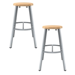 National Public Seating Titan Stools, 24inH, Wood/Gray, Pack Of 2 Stools