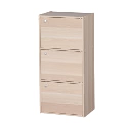 IRIS 35inH 3-Door Storage-Shelf, Light Brown