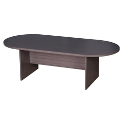 Bush Business Furniture 96inW x 42inD Boat-Shaped Conference Table With Wood Base, Platinum Gray, Standard Delivery